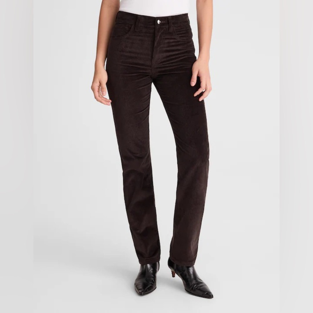 Madewell The Longline Straight Pant in Corduroy Black Walnut Size 27 NWT